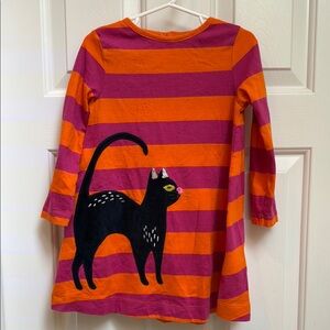 Mini Boden Halloween Striped Dress black cat size 3-4 years
